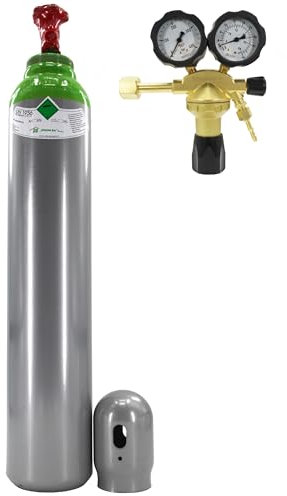 Botella de gas protector de 8 l – Mezcla de argón (82%) + juego de CO2 con reductor de presión argón para soldadura MIG/MAG 200 bar Bestschweissen.de