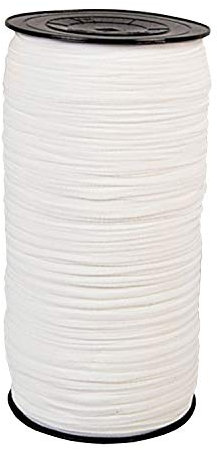 5mm Wide Flat Elastic Band, 10 Metres – Soft & Stretchy Braided Cord for Sewing, DIY Face Masks, Crafting, Clothing Repairs, Waistbands, Headbands, Hair Ties, Sleeves, Bags, Knitting & More (White)