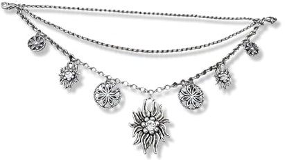 Charivari 3-reihig 24cm Dirndl Miederkette Edelweiss Strass altsilber farben