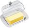 Zosenyer Burriera in Acciaio Inox, Burriera Contenitore 19x12x7 cm con Trasparente Coperchio e Manico, Capacità per 250 g di Burro, Porta Burro da Frigorifero per Conservare Formaggi, Torte, Dessert