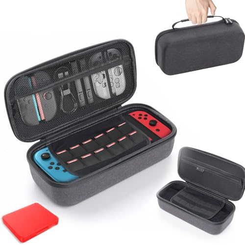 Buithafu Tasche Kompatibel mit Nintendo Switch 2, Eva-Schutzhülle mit Spielkartenetui | Für 24 Spiele + Zubehör | Stoßfest & Reisefreundlich | 8er-Kartenbox & Flockfutter