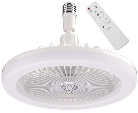 Ventilateurs de Plafond avec Lampe Intégrée | Ampoule Ventilateurs Plafond Silencieux avec Lumiere | E27 Plafonnier Led Ventilo Telecomande | Lustre Ventilateur de Plafond | 30w Ceiling Fan Light