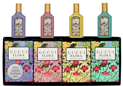 Gucci Profumo per Donna Varietà Set Regalo da Viaggio 4 Pezzi Mini Splash | Gorgeous Magnolia + Gorgeous Gardenia + Gorgeous Orchid + Gorgeous Jasmine