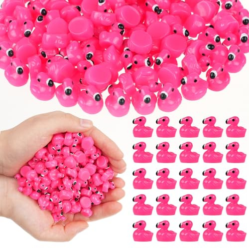 TQIOQIY 240PCS Mini Resin Flamigos Animals- Rose Pink Tiny Flamingo Ducks, Miniature Figures, Small Animal Toys Accessories Bulk for Garden Dollhouse Landscape Aquarium Ornaments DIY Crafts & Decor