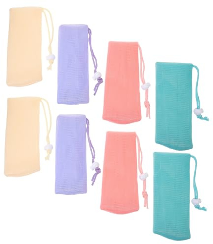 ABOOFAN 8 Stück Teiliges Seifensäckchen mit Zugband Netz seifentaschen für Dusche und Bad Schnelltrocknend Schäumend für Feste Seife und Shampoo Bars Tragbar für Reisen und Zuhause