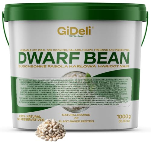 GiDeli Weiße Bohnen Getrocknet 1 kg im Eimer - proteinreich, natürliche Hülsenfrüchte ohne Zusätze - ideal für Suppen, Eintöpfe, Salate - Küche, Gastronomie, Catering, Mild
