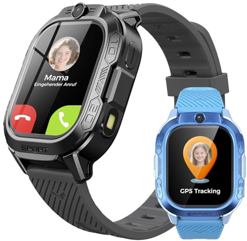 OIKKEI Smartwatch Kinder GPS und Telefon - Kinderuhr mit Videoanrufe, Sprachchat, WiFi, 47 Spiele, Schulmodus, 4 Sportmodi, Schrittzähler, Kindergeschenke für Teenager ab 5-13 Jahren (Grau)
