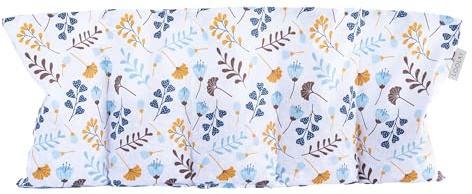 LOOLAY Kirschkernkissen Mikrowelle 50x20 cm – Wärmekissen Bio Baumwolle – Kirschkern Kissen mit 5 Kammern – Ideal bei Muskelverspannungen und Menstruationsbeschwerden (blumen blau gelb)