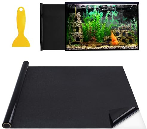GUXLXAR Fish Tank Background, Black Aquarium Backdrop,Aquarium Background Ackground Static Cling Self Adhesive, Fish Underwater World Wallpapercan be Cut for Fish Tank Decoration (40 * 200cm)