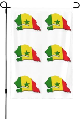 Bandera de Senegal con mapa de otoño y jardín de doble cara, decoración de temporada duradera para decoración de porche delantero