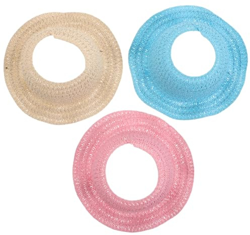 Veemoon Handgefertigte Strohhüte Offenes Design für Puppen 3 Stück 17cm mit Sonnenschutz Deformationsbeständig für Outdoor Anzeigen und Kostümzubehör