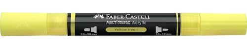 Faber-Castell Multimark Acryl Dual Marker Farbe 256, Yellow Neon, Art Set Supplies Acrylmarker Stift auf Wasserbasis, doppelseitig, fette & feine Spitze, Kunstmarker, Malstifte, Textmarker