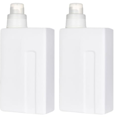 Parliky Contenant Lessive Liquide Blanc en Pe Réutilisable et Étanche, Lot de 2 Bouteilles Rechargeables de 1000ml pour Maison et Hôtel