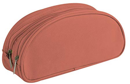 Clairefontaine 8343C Schlampermäppchen (Textil, 2 Reißverschlüsse, oval, 22 x 8 x 10cm, Lasche aus Metall) 1 Stück rosa