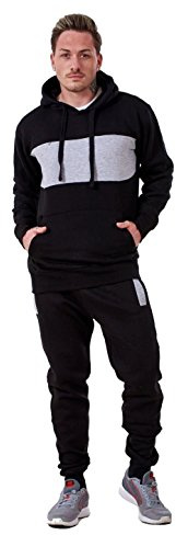 Malay Mens Tracksuit Branded Fleece Pullover Hooded Stripe Cotton Jogging Bottom S-XXL