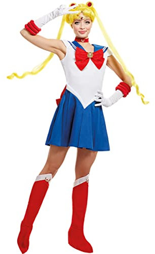 Funidelia Offizielles Luna Kostüm - Sailor Moon für Damen, Kleid, Halsband, Tiara, Handschuhe und Stiefelüberzüge, Anime, Cosplay - Outfit für Erwachsene für Partys, Karneval und Halloween - Größe XS