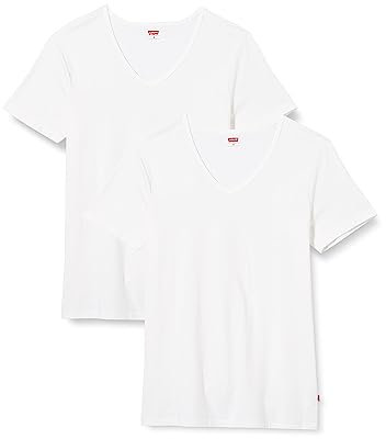 Levi's Levis Men V-Neck 2p T-Shirt, Blanco (White 300-01), M (Pack de 2) para Hombre