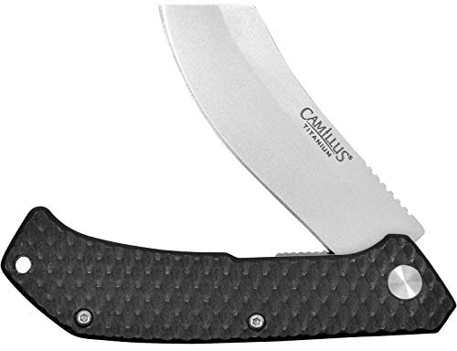 Camillus BARBER Klappmesser, Einhandmesser, 7,0 cm Klinge, 440er Stahl, Titanium Bonded, Griff aus GFN, 19645, Metall/schwarz, 17,8cm