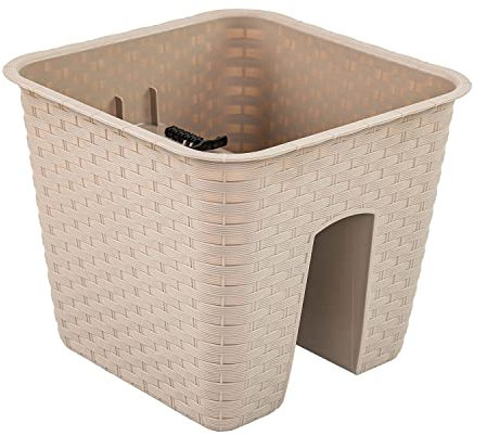 PAFEN Geländerkasten Blumenkasten Rattan-Optik DRLB280 8,5L mocca Balkonkasten Kasten