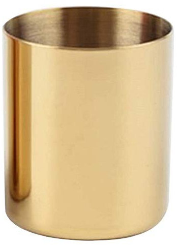 FülleMore Gold Stiftehalter Edelstahl Stifteköcher Büro Schreibtisch Organizer Blumentopf Tischvasen Kosmetik Organizer Make-up Pinselhalter Stifteköcher Schreibgerätehalter (Zylinder-10x8.3cm)