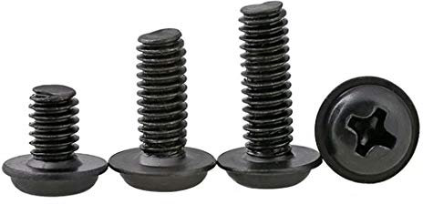 BOZONLI Flanged Self-Tapping Screws Pan Head Cross Black Galvanised For Glasses Electronics M4*12mm,100 pcs