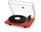 Pro-Ject Debut Carbon EVO, Audiophiler Plattenspieler mit Carbon Tonarm, elektronischer Geschwindigkeitsumschaltung und vormontiertem 2M Red Tonabnehmer (Hochglanz Rot)