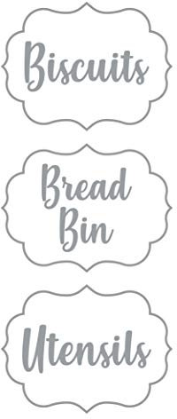 Landing Designs Brushed Rose Gold Biscuits Bread Bin Utensils Canister Stickers Self-Adhesive Waterproof Vinyl Kitchen Decal (80mm x 60mm)