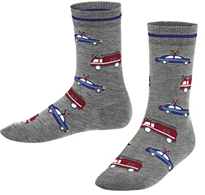 FALKE Unisex Kinder Police and Fire Cars Socken Baumwolle atmungsaktiv