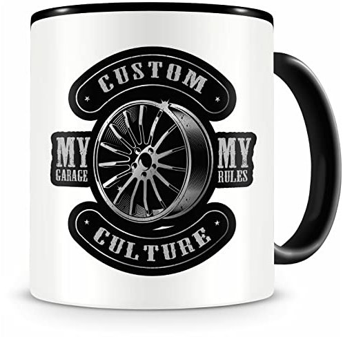 Samunshi® Tasse mit Motiv My Garage My Rules Kaffeetasse Lustige Tassen zum Geburtstag für Motorrad Fahrrad Roller Auto Chopper Hot Rod Bopper oder Enduro Fans