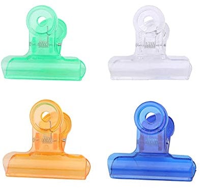12 Pcs Translucent Plastic Binder Paper Clips Colorful File Clamps Chip Food Bag Sealing Clips Large Hinge Clips for Home Office School