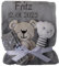Wuff-Dogsworld Babydecke mit Namen Bestickt + Zugabe Babyrassel oder Babysocken Geschenk Baby Taufe Geburt Junge Mädchen