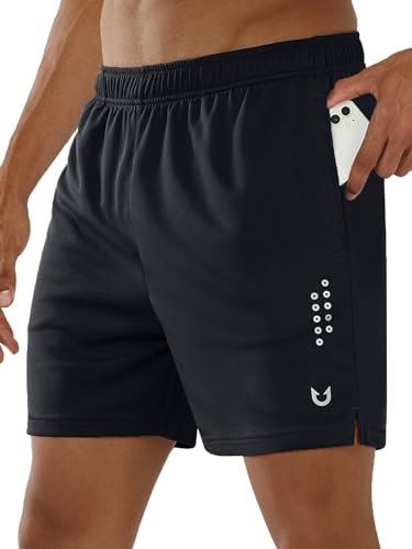 NORTHYARD Sport Shorts Herren Leichte Mesh Sporthose Kurz Schnelltrockende Kurze Hosen Laufhose mit Reißverschlusstasche für Basketball Tennis Fitness, Schwarz, S