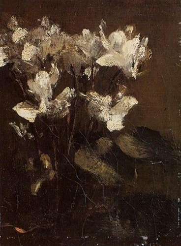 Leinwandbilder Bild Kunst Leinwand Malerei Ölgemälde Fleurs Alpenveilchen von Henri Fantin-latour für Wanddekoration 60x90cm