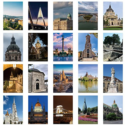 xtvinvm Budapest Ungarn Europa Reisepostkarten aus der ganzen Welt Vintage Postkarten-Set für den Versand von Geschäfts- und Weihnachtsfeiertagen, Geburtstagspostkarten mit Versandseite 20 Stück