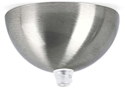Lampen Baldachin aus Eisenblech Halbrund, inkl. Klemmnippel für Befestigung am Kabel (Keine Bohrlöcher erforderlich), Nickel-Finish, gebürstet