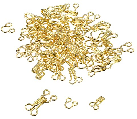 QUARKZMAN 86uds Coser Ganchos y Ojo Cierre, Coser Gancho Ojo Cierre para Ropa Sujetador Falda Pantalones Sujetadores Costura Bricolaje Artesanía, Dorado
