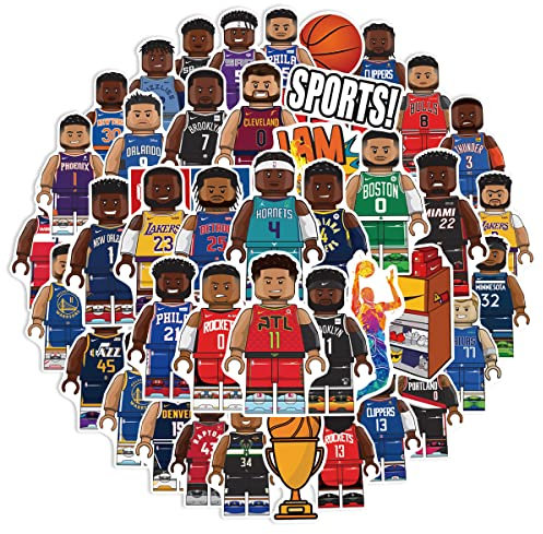 Basketball Aufkleber N-B-A Sticker Set 50 Stücke Niedlich Deko für Auto Laptop Skateboard Fahrrad Moped Motorrad Fahrrad Computer,Geeignet für Erwachsene Kinder