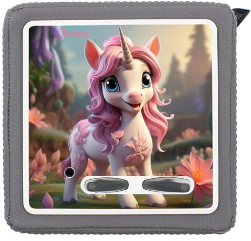 yabaduu Schutzfolie Süße Tiere kompatibel mit Toniebox Lauscher Station Aufkleber personalisierbar Zubehör für Kinder Spielzeug passgenau selbstklebend Y031 (Nr. 61 Einhorn, Mit Wunschname)