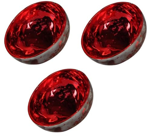 itsisa Glas Schwimmschale rund rot, D: 7,5 cm (3er Set) - Schwimmkerzen, Tischdeko, Teelichthalter