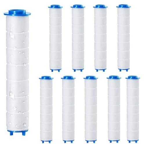 Reccisokz 10 pezzi Filtro doccia,Filtro anticalcare doccia,Filtro doccia anticalcare,Doccia Filtro in Cotone PP,9.5x2 cm Sostituibile Cotone Filtro per l'acqua PP Cartuccia Sedimenti