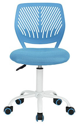 FurnitureR Chaise de Bureau Moderne, Siège d'ordinateur Design Réglable, Chaise de Travail Pivotante sans Accoudoir, Salle D'étude pour Enfants, Bureau à Domicile, Bleu