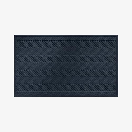 Waterhog Machine Washable Door Mat, Herringbone Navy Blue 60 x 90 cm - Heavy Duty Dirt Trapper Entrance Mat, Non-Slip Rubber Backed, Indoor/Outdoor Use, Made in Europe