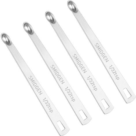 4 PCS 1/32 Teaspoon (1/32 Tsp | 0.165 mL | 0.165 cc) Single Measuring Spoon, Stainless Steel 1/32 Tsp Small Measuring Spoon Mini Measuring Spoons