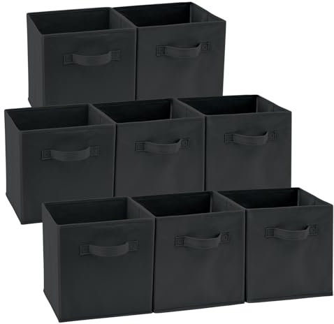 EZOWare Aufbewahrungskörbe Faltbare Würfel-Aufbewahrungsboxen, 8er-Set, Faltbare Aufbewahrungsbox für Kleinkinder, Kinderzimmer, Zuhause, 26,7x26,7x28cm / Dunkles -Schwarz