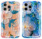 ZhuoFan 2 Pezzi Cover per iPhone 14 Pro Max 6,7'', Vintage Aesthetic Colorata Giallo Viola Fiore Floreale Motivo Disegni Custodia con Antiurto Brillantini Silicone Bumper Protettiva Case, 09