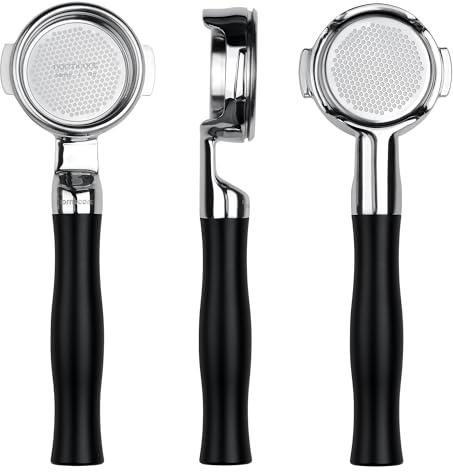 Normcore 58 mm schlanker bodenloser Siebträger, nackter Siebträger mit schwarz eloxiertem Aluminium, passend für La Marzocco, 18 g Präzisions-Doppelschusskorb im Lieferumfang enthalten