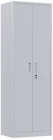 SUPEER Armadio in metallo con 4 ripiani regolabili in altezza, in lamiera di acciaio verniciato a polvere, per attrezzi, garage, altezza 180 cm x larghezza 60 cm x profondità 40 cm (grigio)