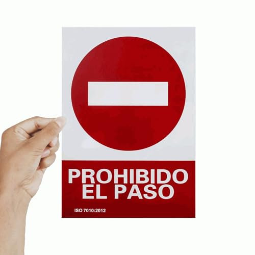 TECHZOCO Señal Prohibido El Paso, Señal Paso Prohibido, Señal de No Acceso, Cartel de Entrada Prohibida, Placa de Prohibición de Paso, Letrero de No Entrar, PVC 0.7 mm, 21 x 30 cm