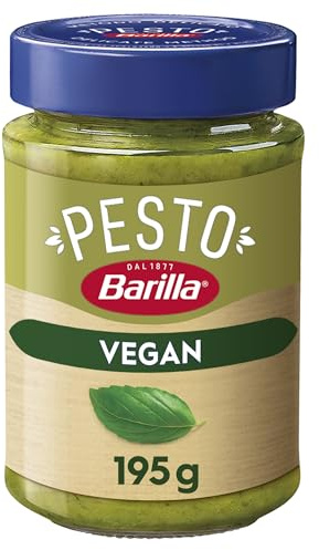 Barilla Pesto al Basilico 100% Vegetale, Pesto Vegano con Basilico Italiano, Senza Aglio, Senza Glutine e Senza Formaggi, Naturalmente Senza Lattosio, Sugo Pronto per Pasta, 195 g (Confezione da 4)