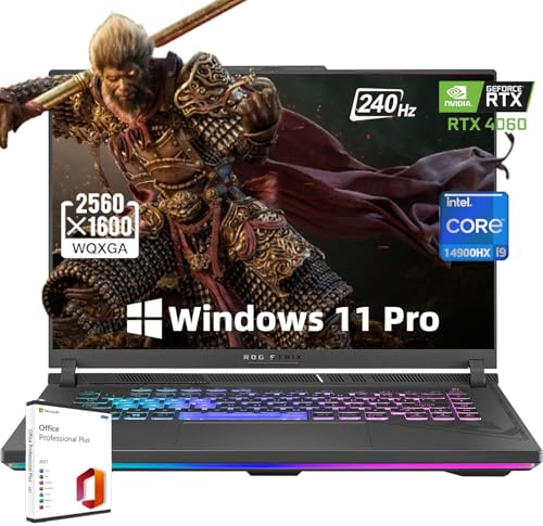 ASUS ROG Strix G16 16 240Hz Gaming Laptop Intel-i9-14900HX(24 core), NVIDIA GeForce RTX 4060, 32GB DDR5 RAM, 1TB SSD, Wi-Fi 6, Tastiera retroilluminata, Windows 11 Pro e Microsoft Office Lifetime